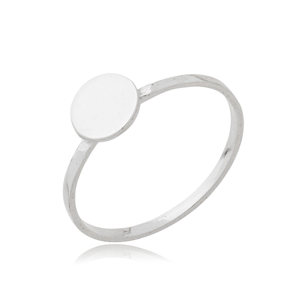 Anel Feminino em Prata - Medalha Lisa