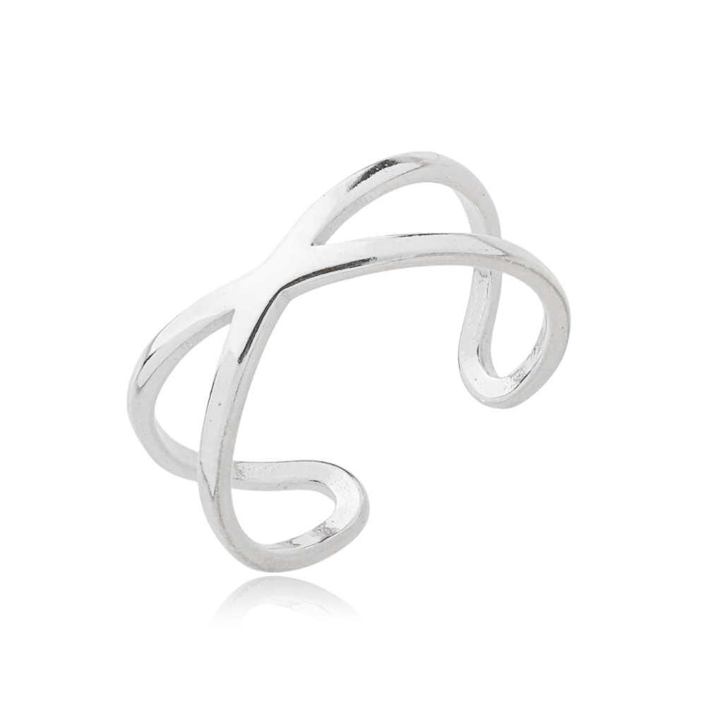 Anel Feminino em Prata - X Ajustável