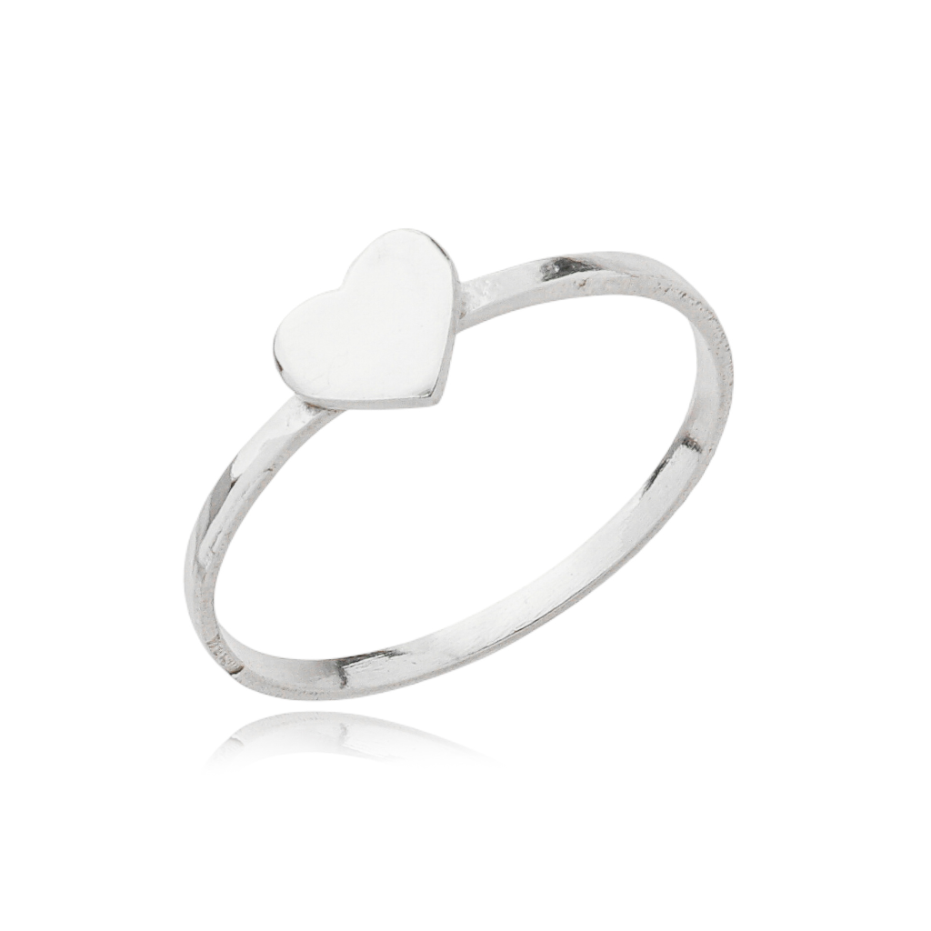 Anel Feminino em Prata - Coração Liso
