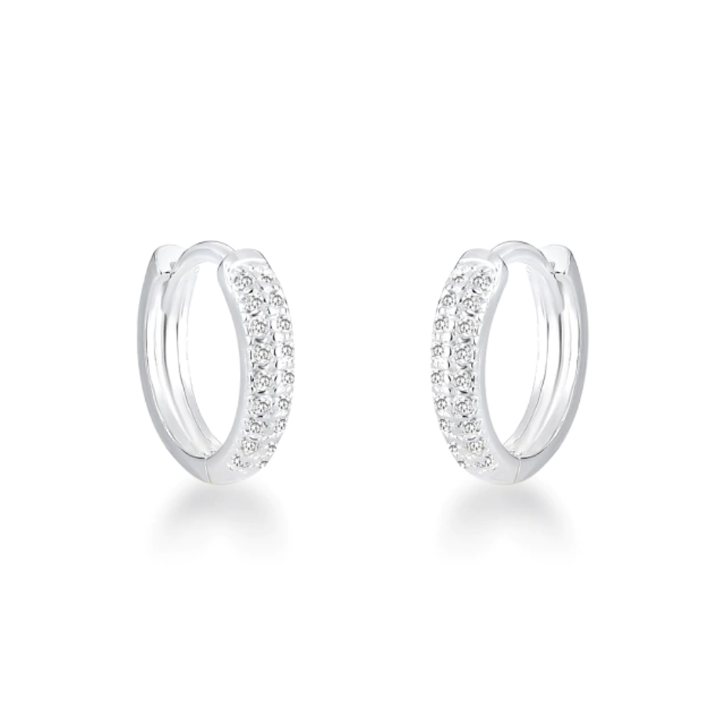 Brinco em Prata 925 - Argola Abaulada Fileira Dupla