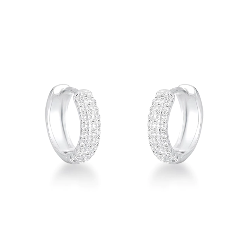 Brinco em Prata 925 - Argola Abaulada Fileira Tripla