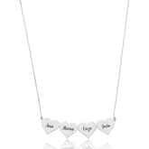 Colar Feminino em Prata - 4 Corações Personalizado