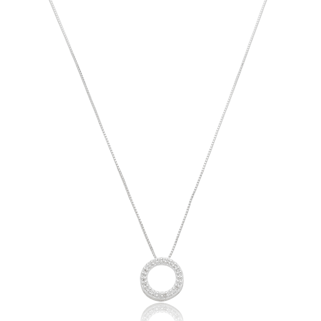 Colar Feminino em Prata - Circulo Cravejado