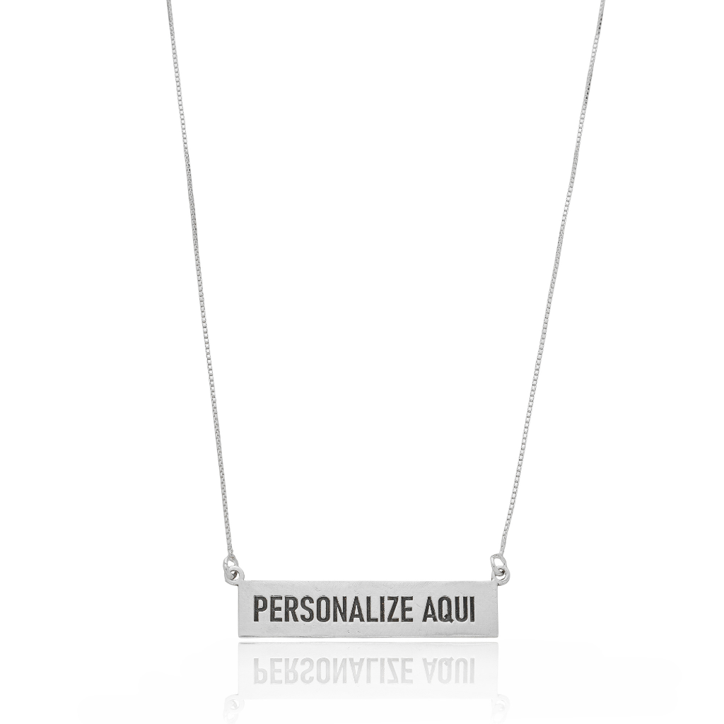Colar Feminino em Prata - Placa Personalizada