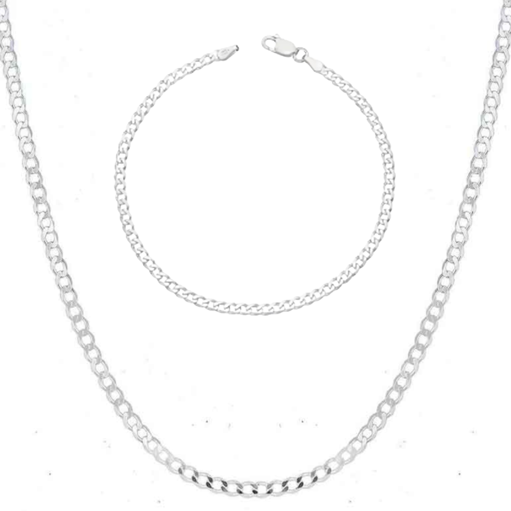 Conjunto corrente e pulseira em prata 925 - Grumet 3mm