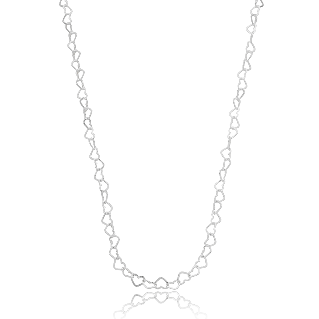 Corrente Feminina em Prata - Elo Coração