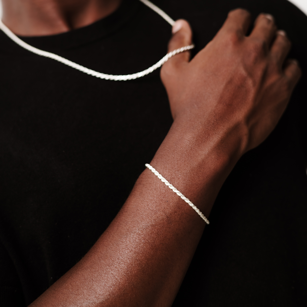 Pulseira em Prata 925 - Cordão Baiano 3mm