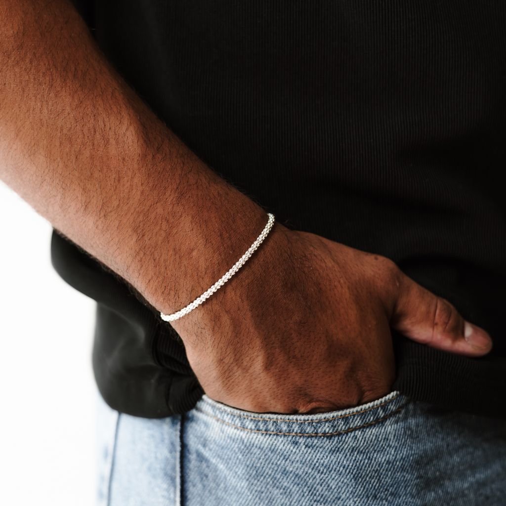 Pulseira em Prata 925 - Pipoca 3mm