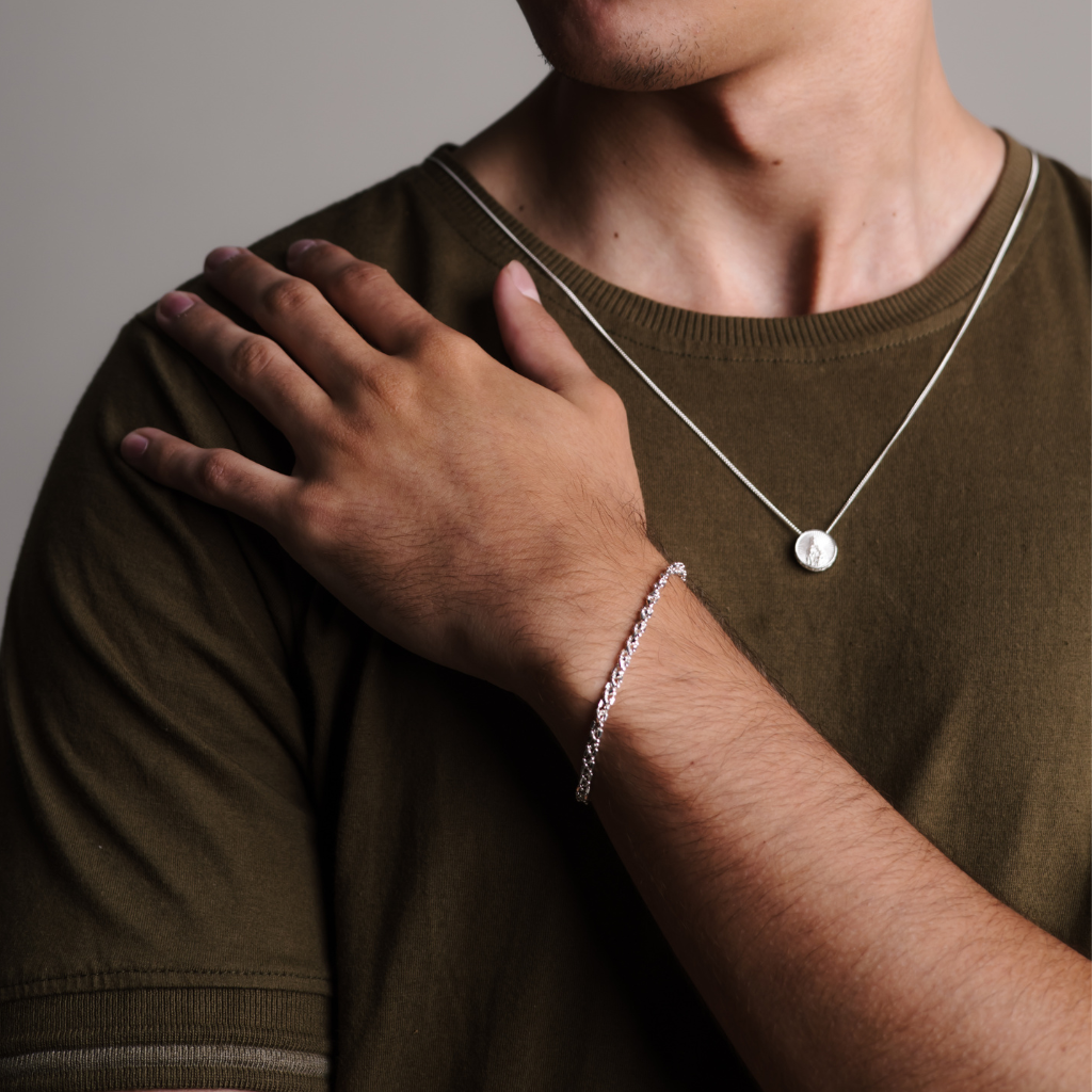 Pulseira em Prata 925 - Trançada Diamantada