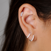 Duo Feminino de Brincos em Prata - Argola 6 Zircônias