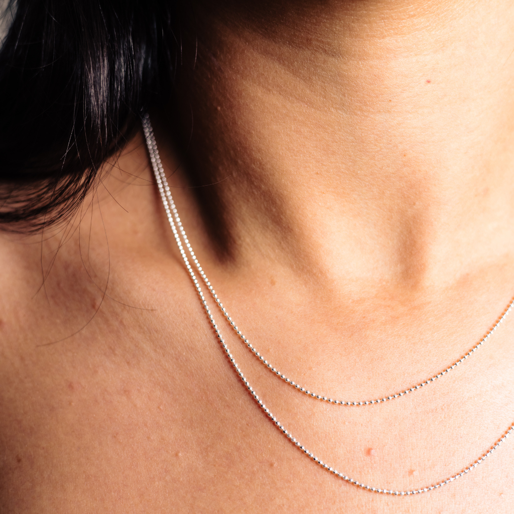 Corrente Feminina em Prata - Esferas 1mm