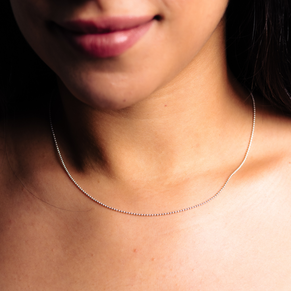 Corrente Feminina em Prata - Esferas 1mm