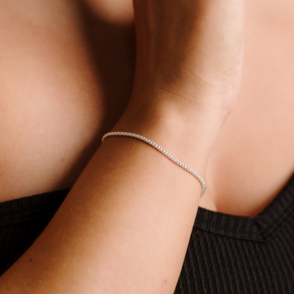 Pulseira Feminina Prata 925 - Pipoca 2mm