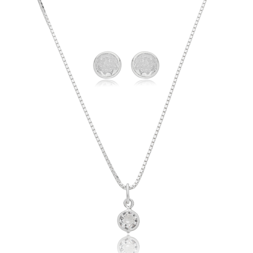 Conjunto Feminino em Prata - Ponto de Luz