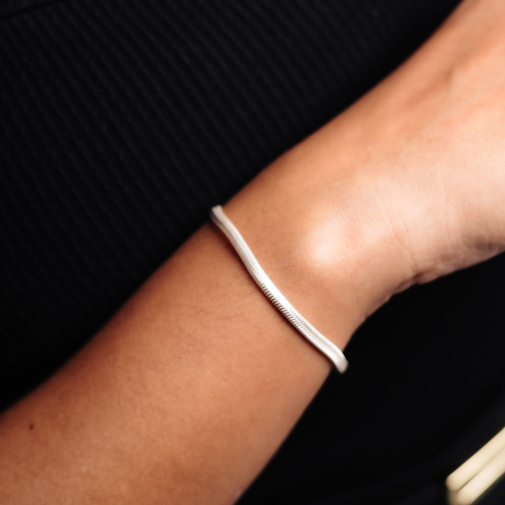 Pulseira Feminina em Prata - Cobra 3,5mm