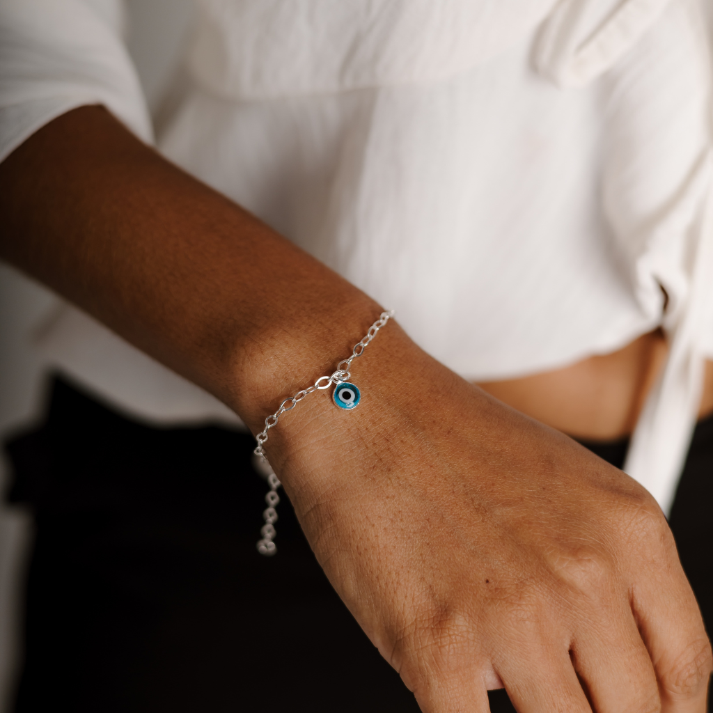Pulseira Feminina em Prata - Olho Grego