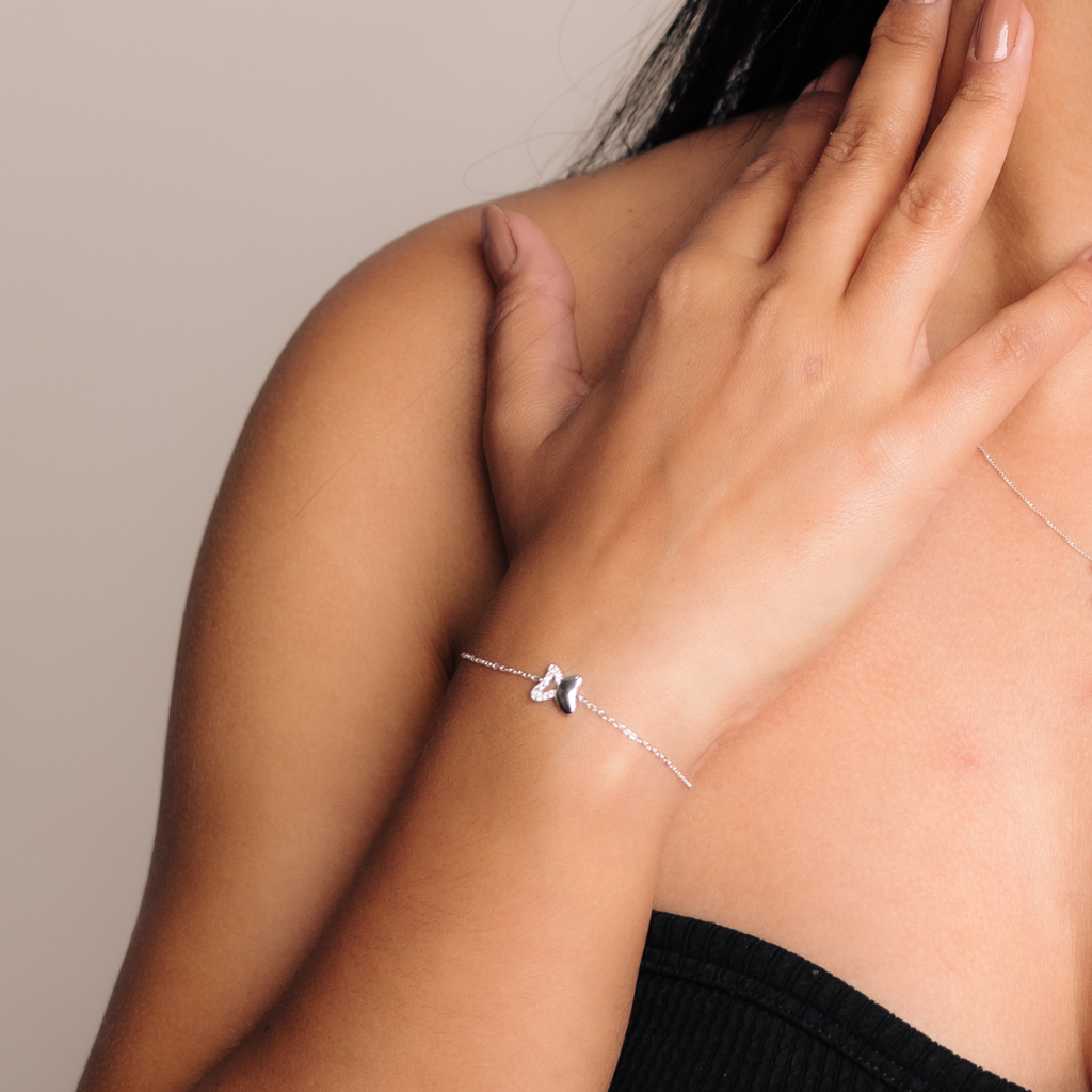 Pulseira Feminina em Prata - Borboleta Cravejada