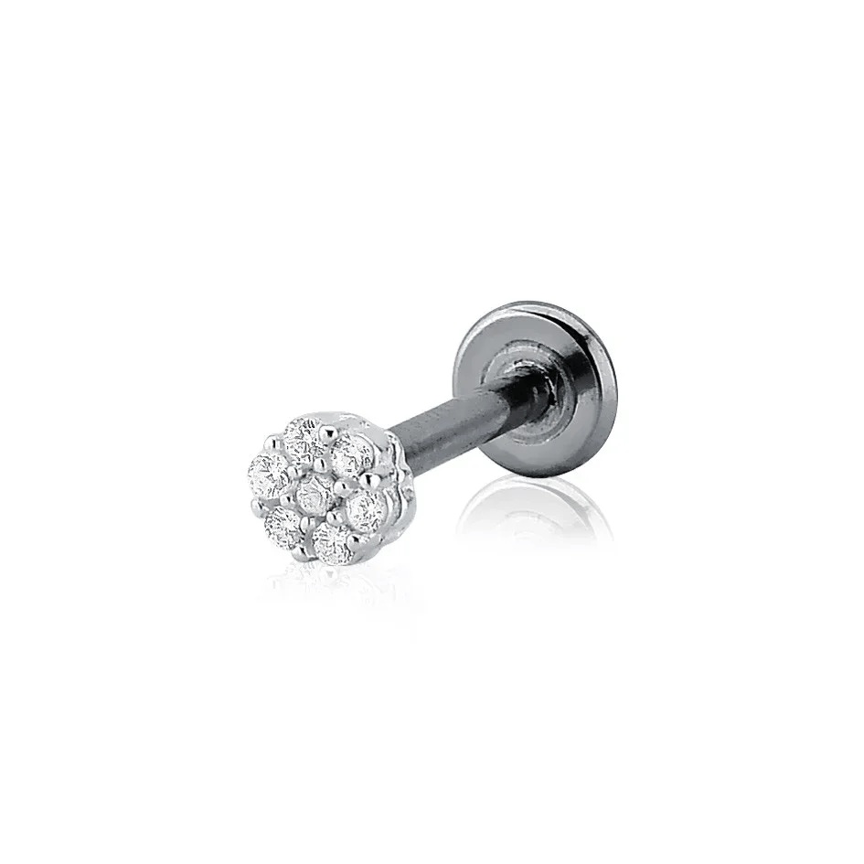 Piercing Feminino em Prata - Circulo Cravejado