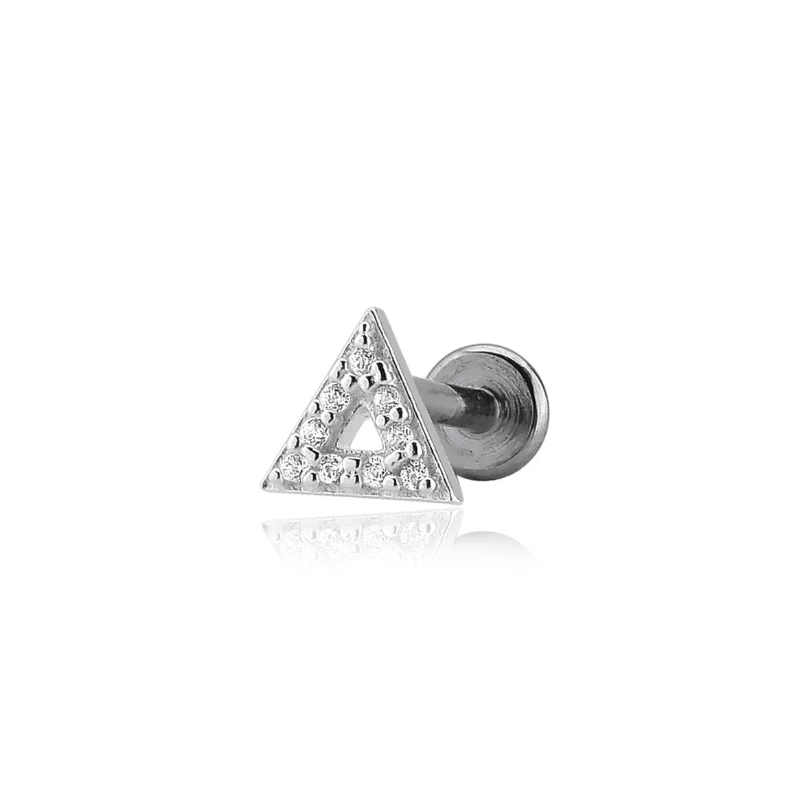 Piercing Feminino em Prata - Triangulo Cravejado