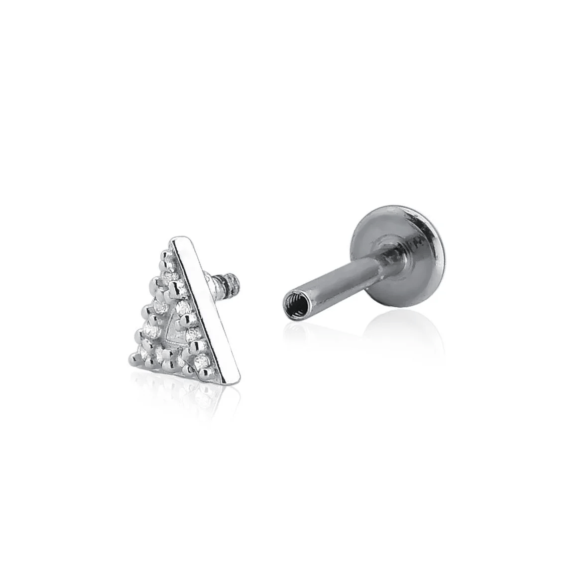 Piercing Feminino em Prata - Triangulo Cravejado