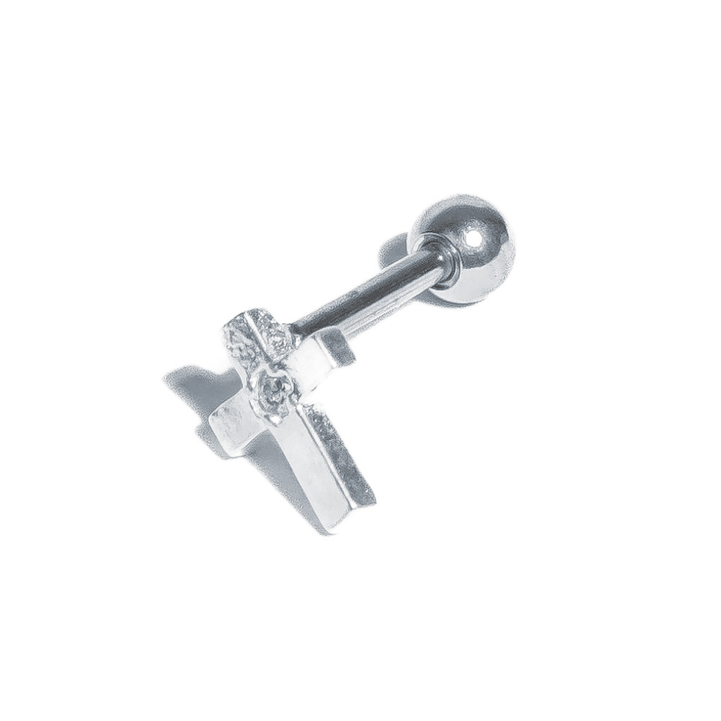 Piercing Feminino em Prata - Cruz
