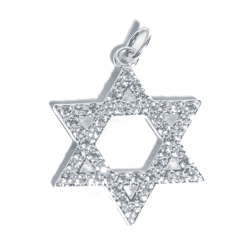 Pingente em Prata 925 - Estrela de Davi Cravejada