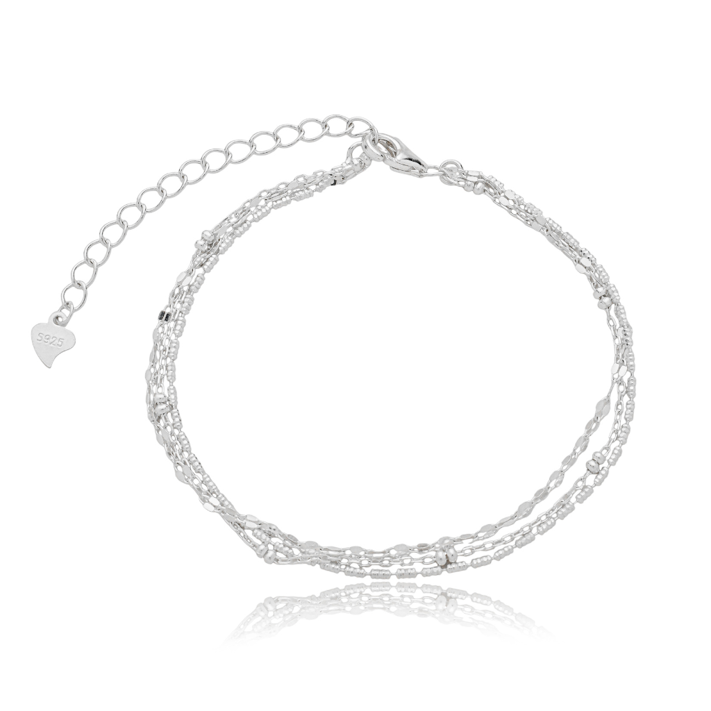 Pulseira Feminina em Prata - 3 Elos