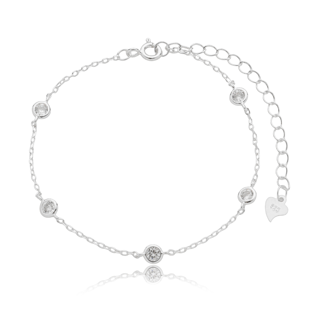 Pulseira Feminina em Prata - 5 Pontos de Luz