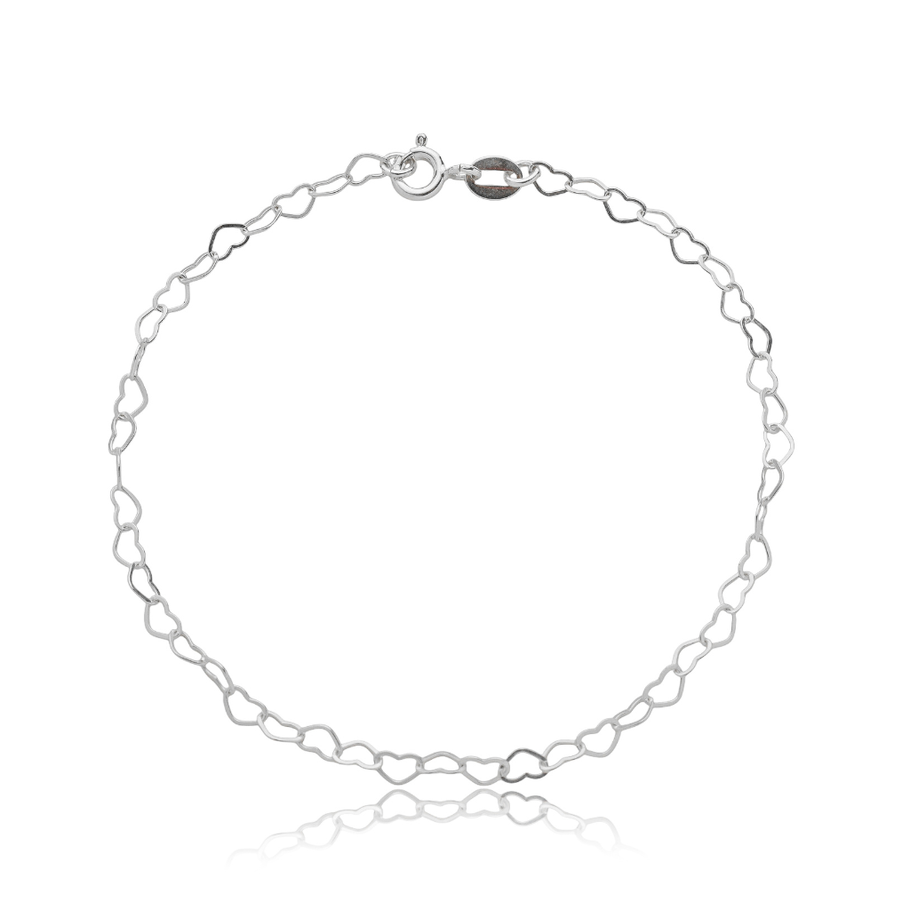 Pulseira Feminina em Prata 925 - Elo Coração