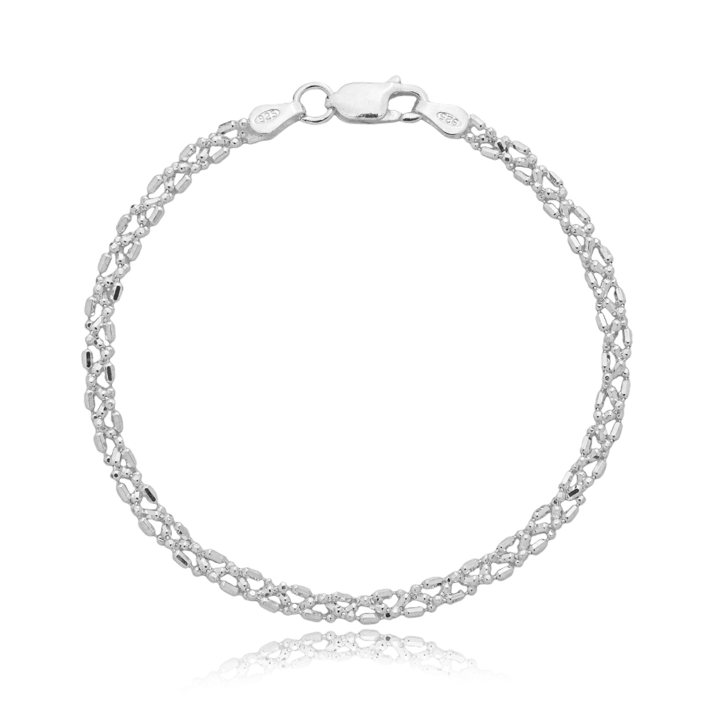 Pulseira em Prata 925 - Trançada Diamantada