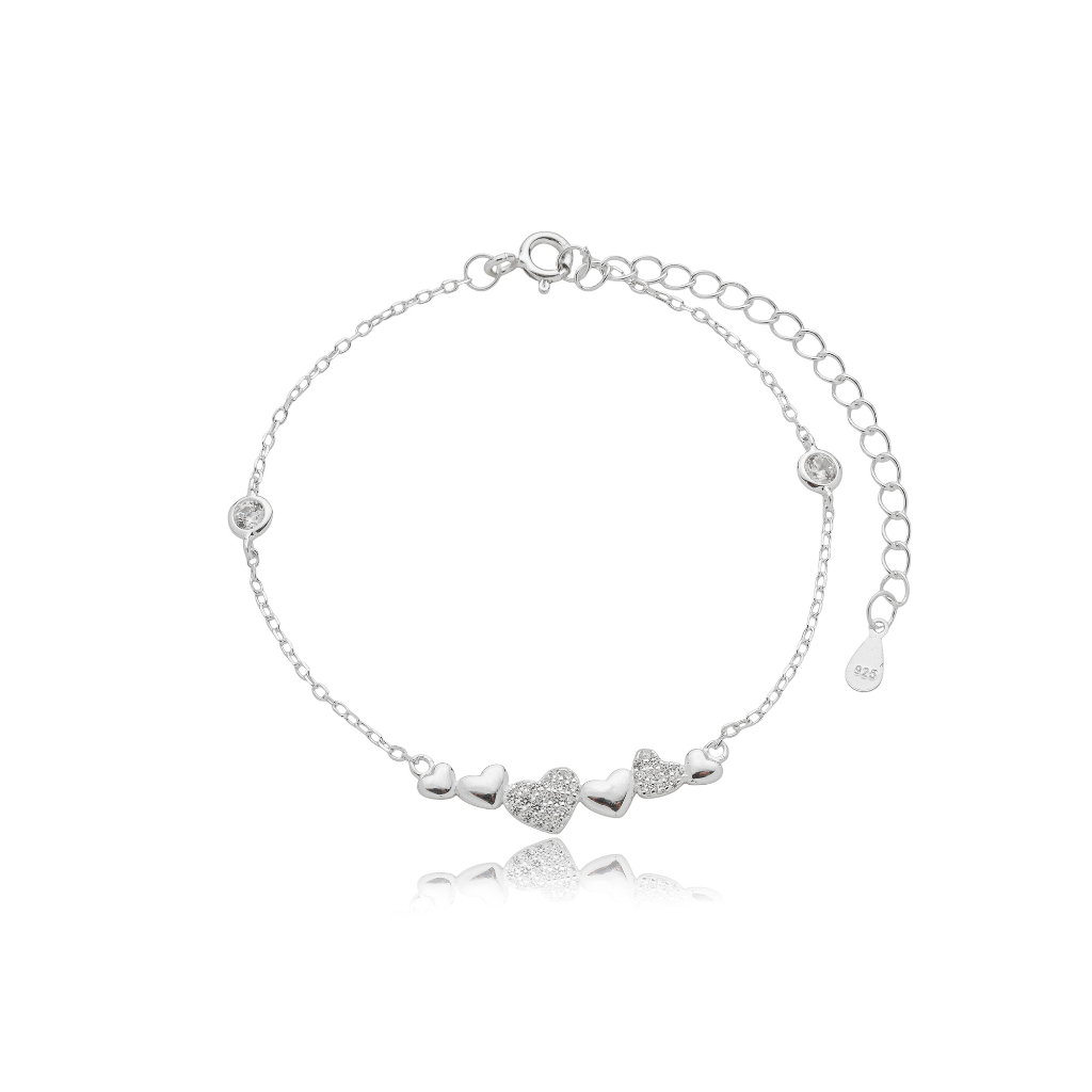Pulseira Feminina em Prata - 6 Corações