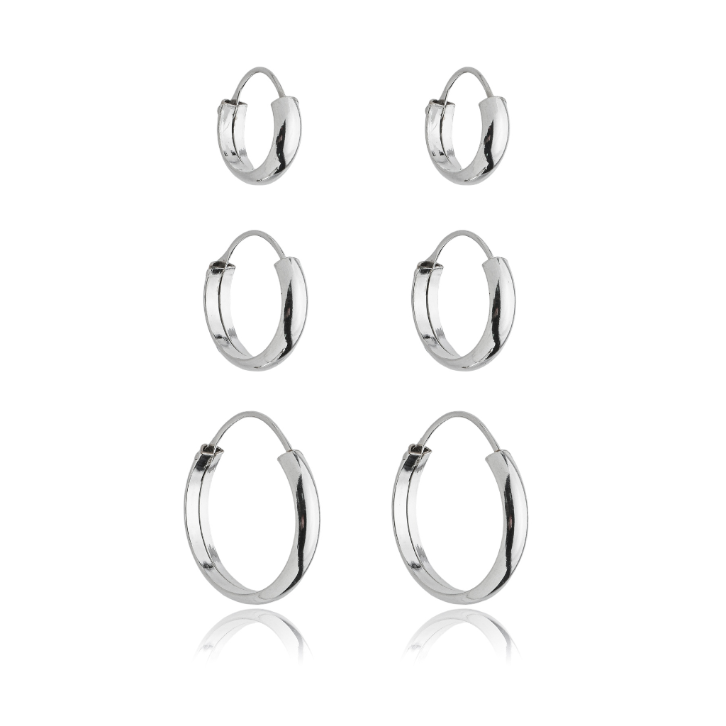 Trio de Argola Feminino em Prata - Lisa Abaulada