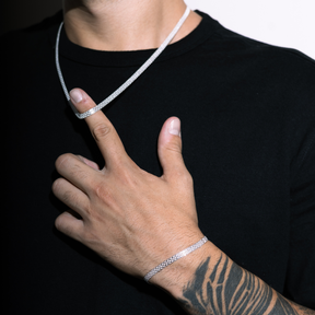 Conjunto em prata 925 - Esteira 4mm