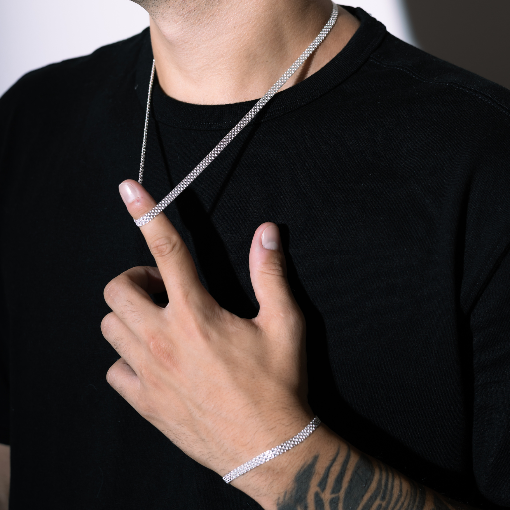 Conjunto em prata 925 - Esteira 4mm