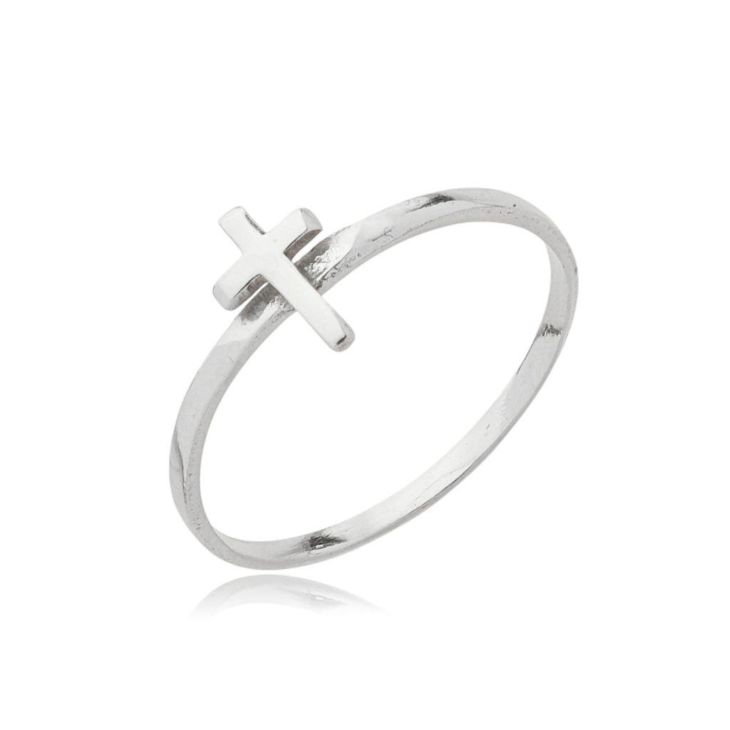 Anel Feminino em Prata - Cruz Lisa