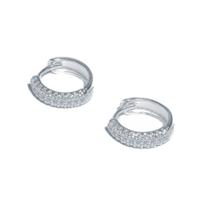 Brinco em Prata 925 - Argola Abaulada Fileira Tripla