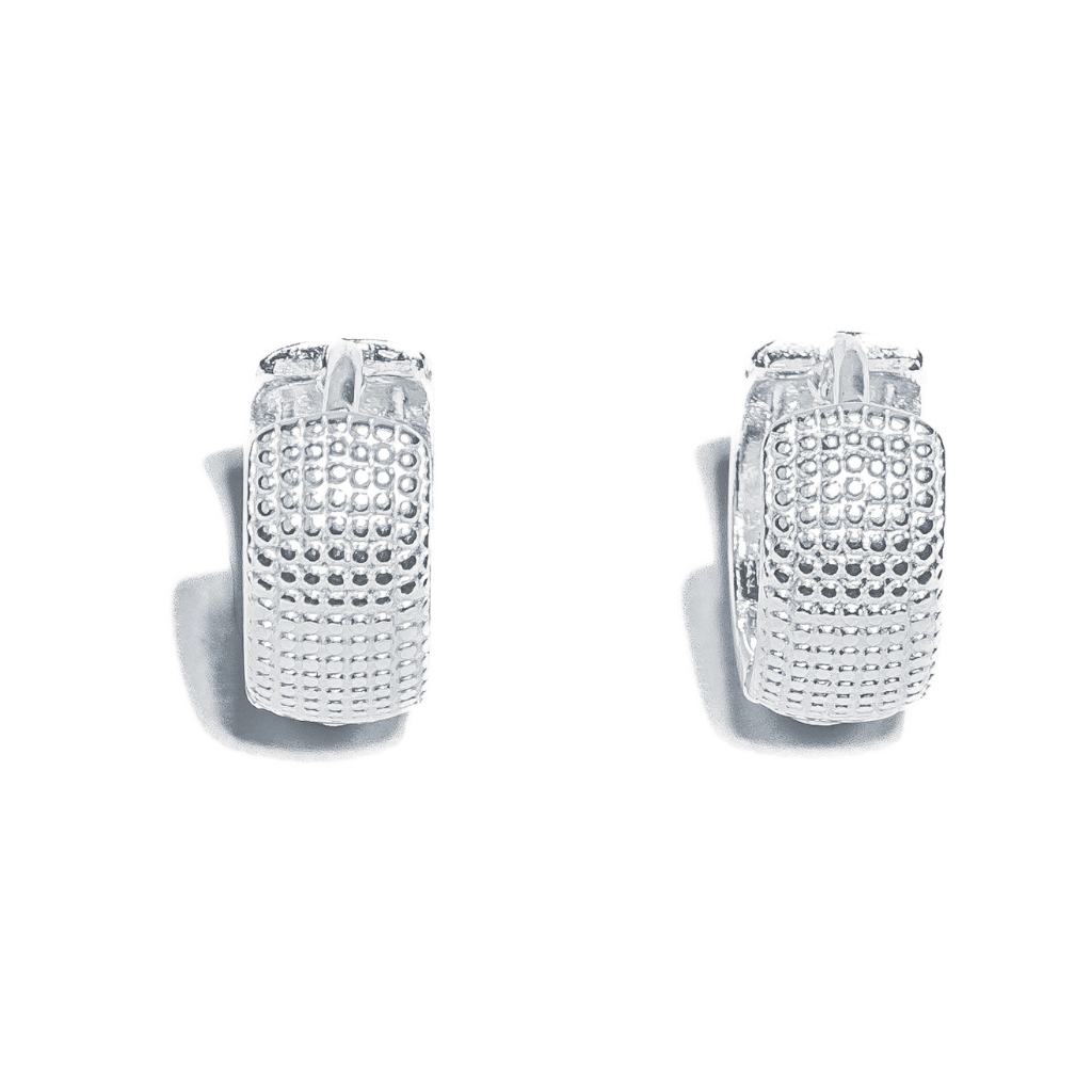 Brinco em Prata 925 - Argola Diamantada Trabalhada