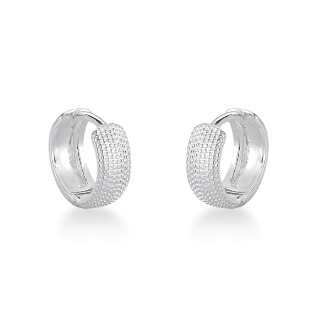 Brinco em Prata 925 - Argola Diamantada Trabalhada