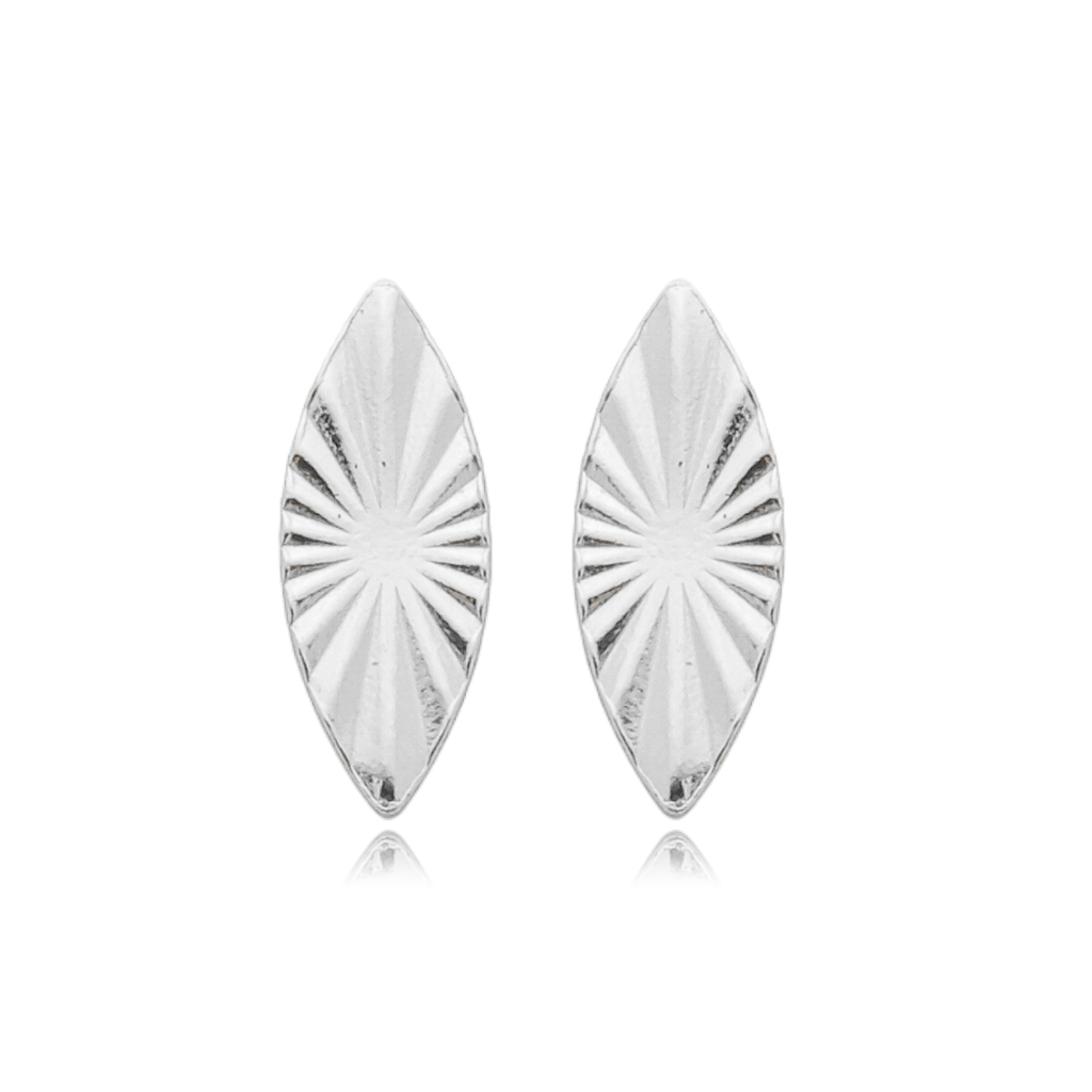 Brinco Feminino em Prata - Oval com Textura