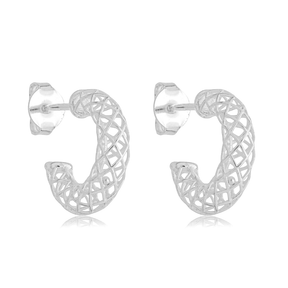 Brinco Feminino em Prata - Meia Argola