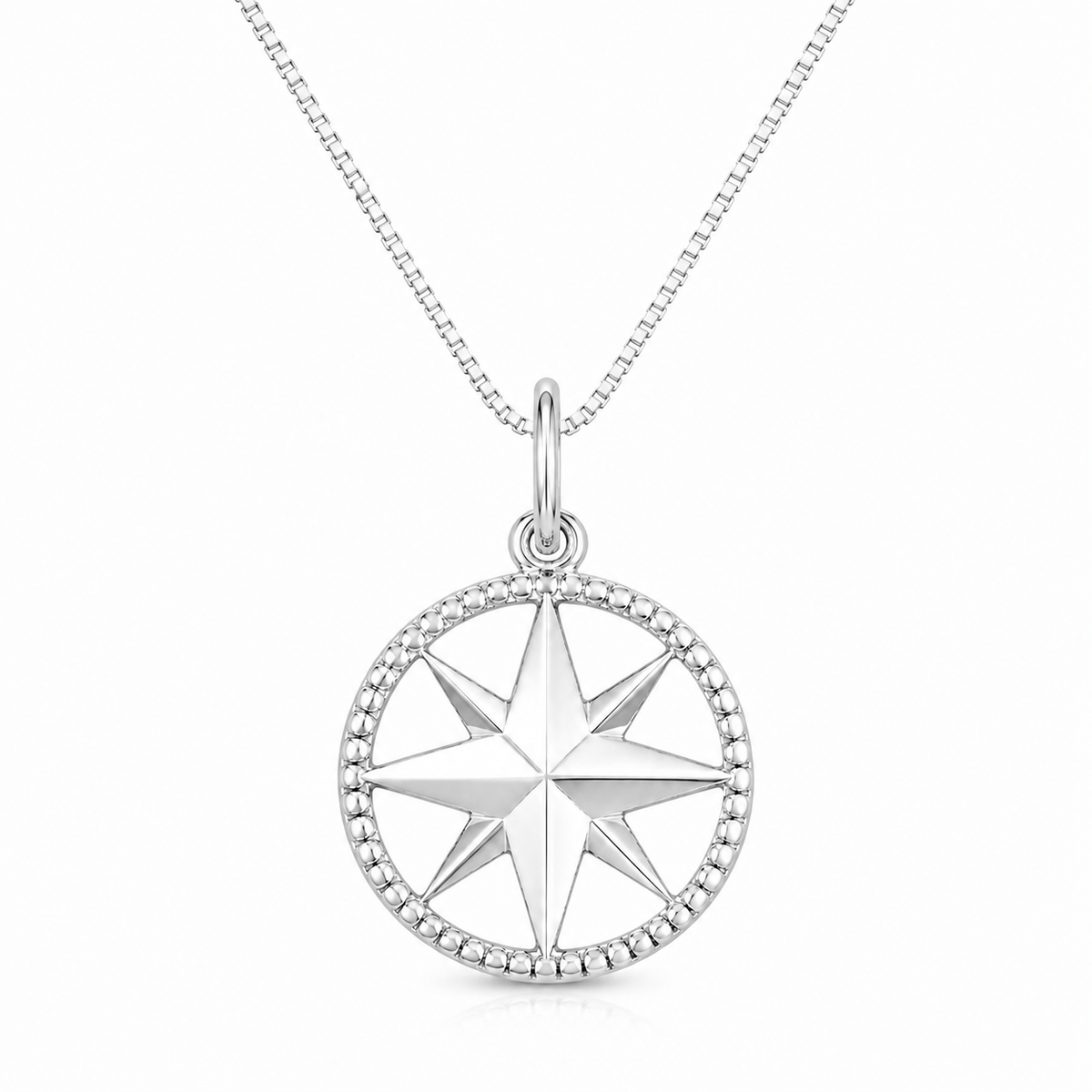 Colar em Prata 925 - Veneziana com Estrela de 8 pontas