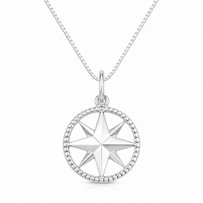 Colar em Prata 925 - Veneziana com Estrela de 8 pontas