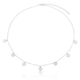 Choker Feminina em Prata - Medalhas Lisas