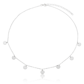 Choker Feminina em Prata - Medalhas Lisas