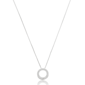 Colar Feminino em Prata - Circulo Cravejado