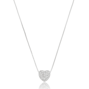 Colar Feminino em Prata 925 - Coração Cravejado