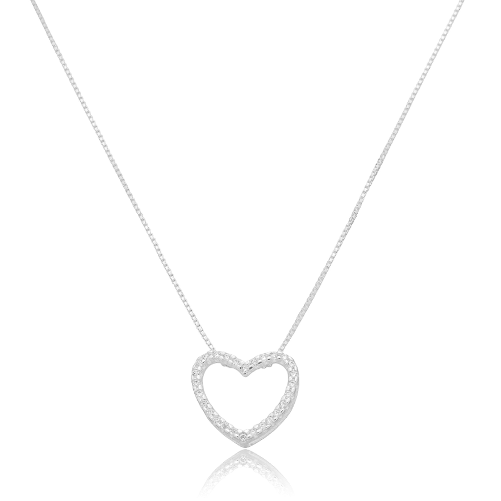 Colar Feminino em Prata - Coração Vazado