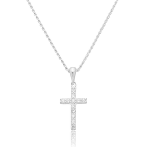 Colar em Prata 925 - Cordão Baiano com Cruz Cravejada G