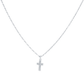 Colar em Prata 925 - Cordão Baiano com Cruz Quadrada Cravejada