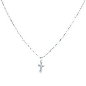 Colar em Prata 925 - Cordão Baiano com Cruz Quadrada Cravejada